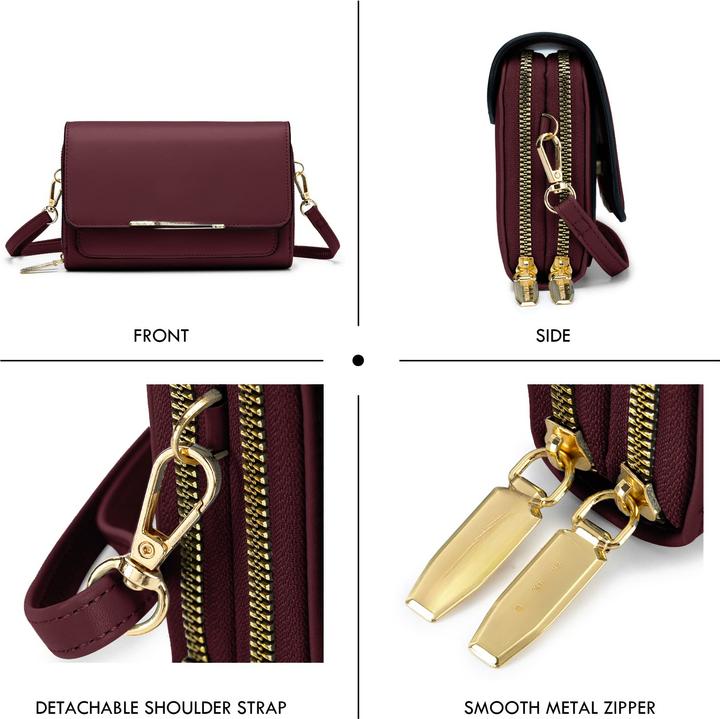 Produktbild Only-Bags.Store PU Leder Crossbody Umhängetasche Passport Handytasche mit Kartenschlitz Verstellbarer abnehmbarer