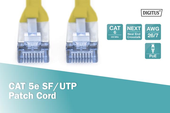Image du produit Digitus CAT 5e SF-UTP Câble patch Cu PVC AWG 26/7 Longueur 5 m Couleur jaune (FTP, CAT5e, 5 m)