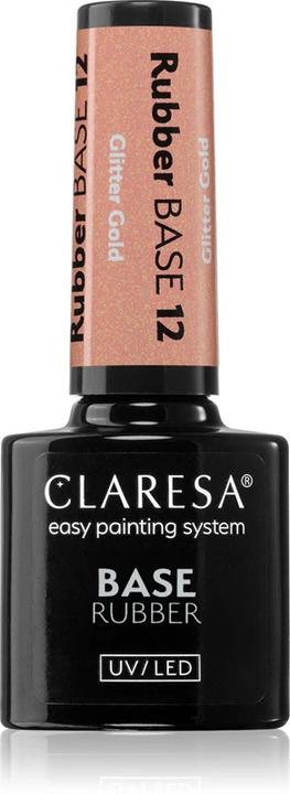 Produktbild Claresa Gummibasis 5ml - 12er-Pack (Glitter Gold, Base Coat, Gel-Effekt Nagellack)