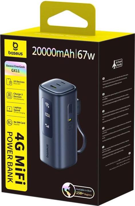 Actual product image Baseus EnerGeek GX11 MiFi Power Bank 20000mAh 67W Cosmic Black (20000 mAh, 67 W)