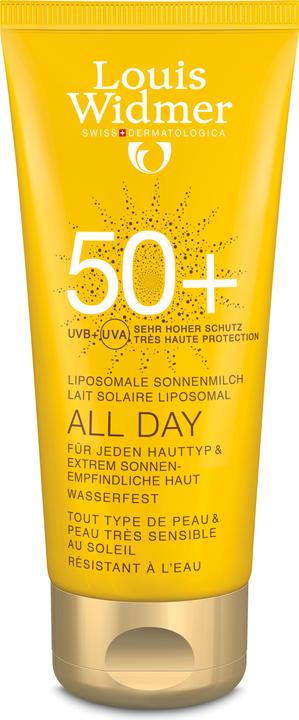 Louis Widmer ALL DAY 50+ écran solaire parfumé tube (Crème solaire, SPF 50+, 100 ml, 135 g)