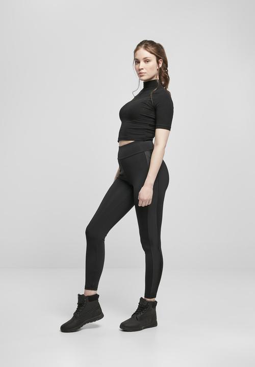 Actual product image Urban Classics Ladies Highwaist Shiny Stripe Leggings (XS)