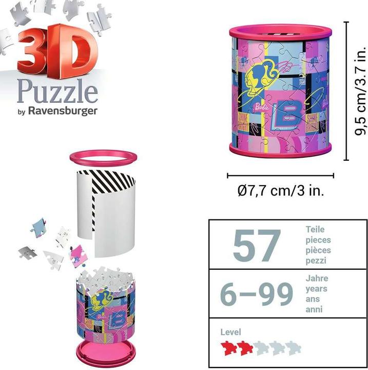 Produktbild Ravensburger 3D Puzzle 11585 - Utensilo Barbie - Stiftehalter für Barbie Fans ab 6 Jahren (54 Teile)