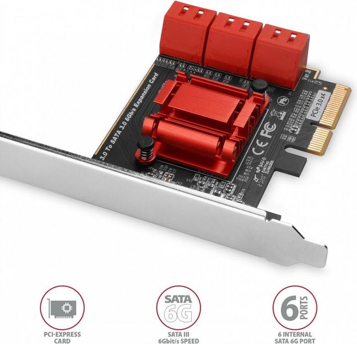 Actual product image Axagon PCES-SA6 interface cards/adapter Internal SATA