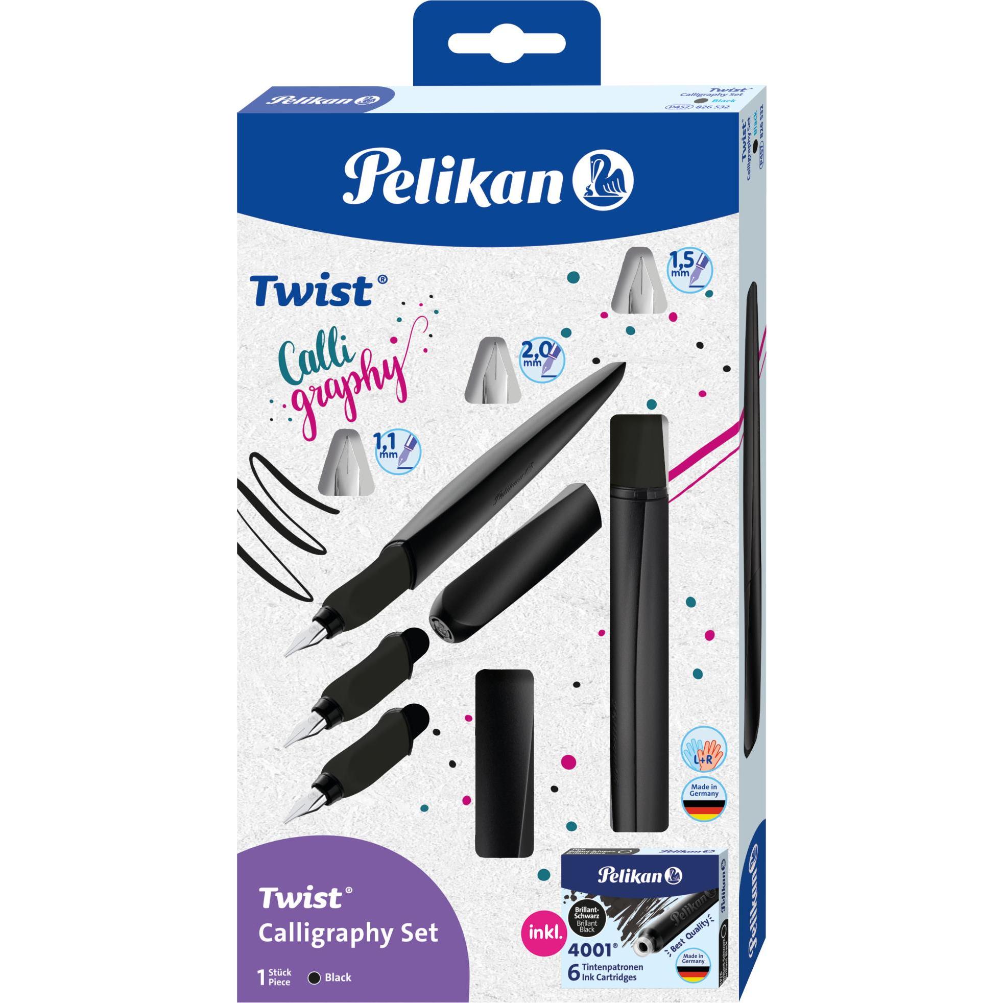 Thumbnail - Pelikan, Schreibstifte, Twist Calligraphy Füller für Rechts- und Linkshänder, Black, Feder 1,1mm, 1,5mm und 2,0mm (Schwa...