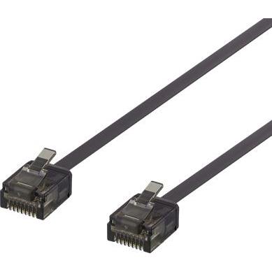 Deltaco U/UTP Cat6a patch cable flat 0.5m 1mm thick black (U/UTP, CAT6a, 0.50 m), Netzwerkkabel