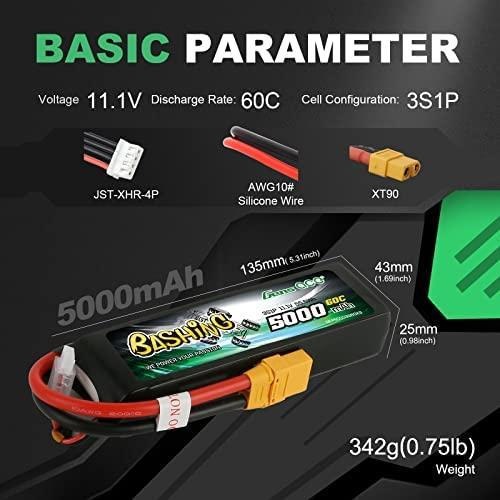 Immagine prodotto Gens Ace Accumulatore LiPo Bashing 5000mAh 11.1V 3S1P 60C XT90 (11.10 V, 5000 mAh)