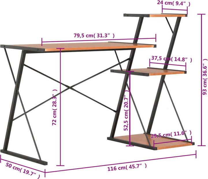 Actual product image vidaXL Schreibtisch (50 x 116 x 93 cm)