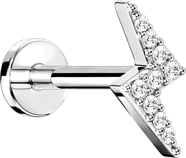 Produktbild Star Piercing Micro Labret Innengewinde silber Blitz mit Kristall (Messing, Chirurgenstahl 316L)