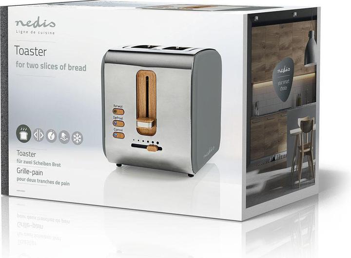 Actual product image Nedis Toaster Soft Touch Series 2 slots Browning levels: 6 Defrost function Grey
