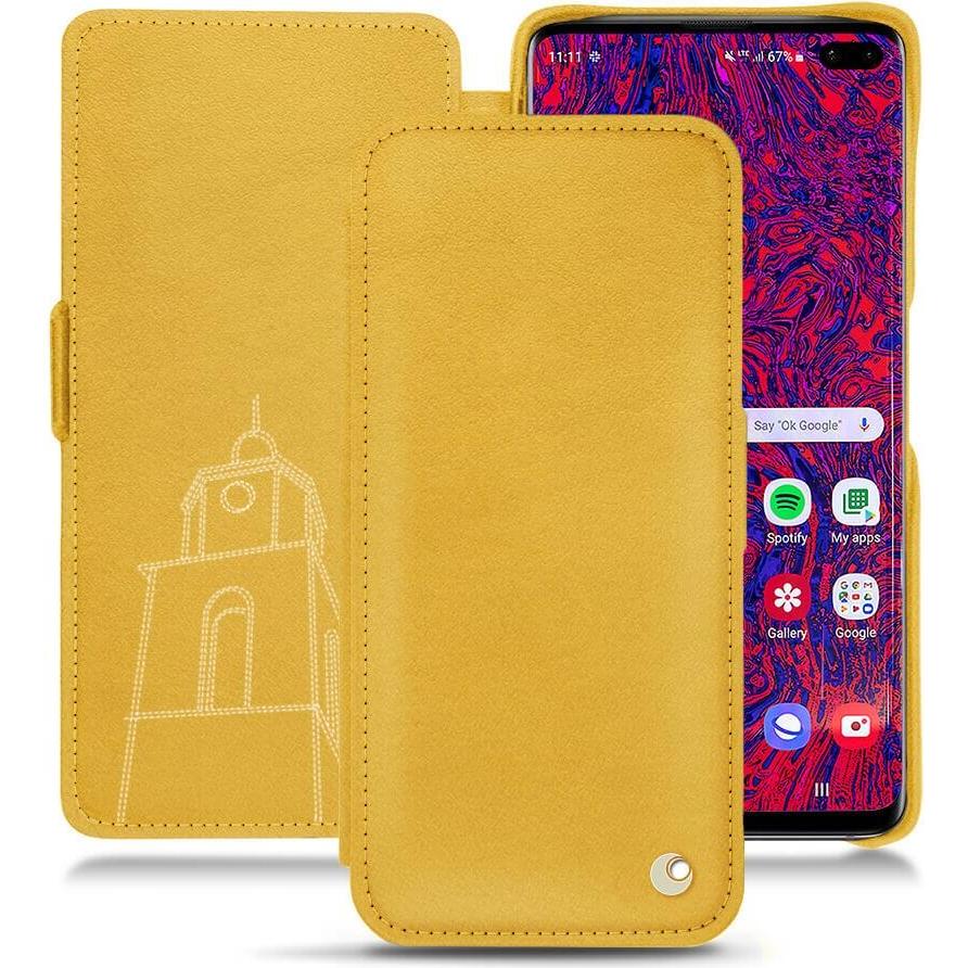 Noreve Lederschutzhülle horizontal (Samsung Galaxy S10+), Smartphone Hülle, Orange