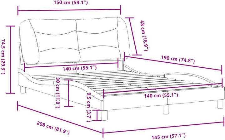 Immagine prodotto vidaXL Giroletto con testiera in tessuto (140 x 190 cm)