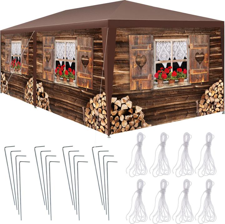 tectake Pavillon Almchalet mit abnehmbaren Seitenteilen (600 cm, 300 cm)