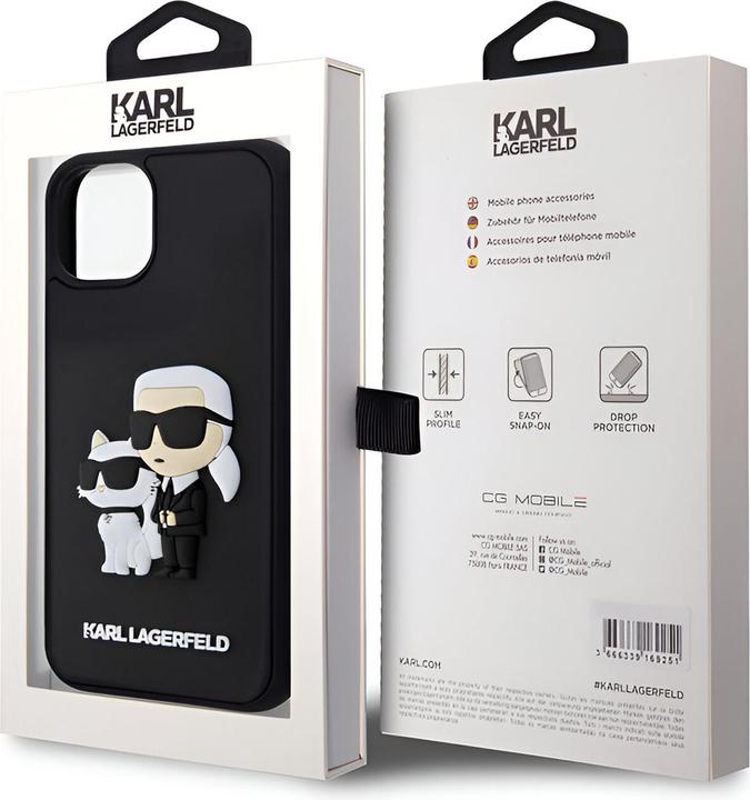 Produktbild Karl Lagerfeld Hülle 3D Rubber Karl & Choupette, Schwarz Series (Apple iPhone 15 Plus)