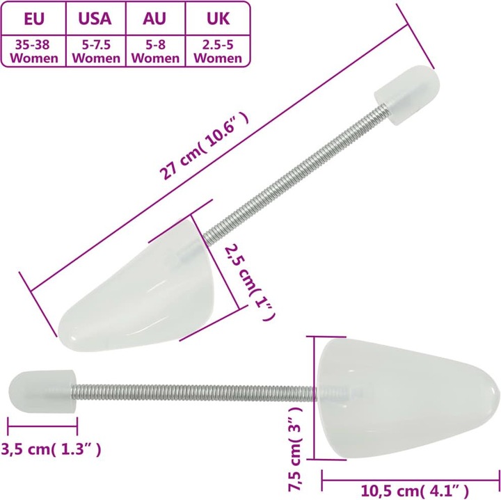 Immagine prodotto VidaXL Scarpe con molla a spirale 5 paia Bianco UE 35-38 (10 x)