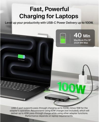 Image du produit Belkin Connect 7-In-1 USB-C Hub Mit Dual USB-C Ports Silber (USB-C, 7 ports)