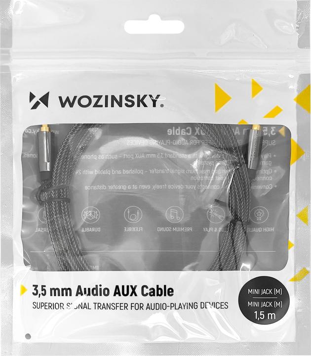 Productafbeelding Wozinsky universele mini jack kabel 2x AUX kabel 1,5 m zwart (1.50 m)