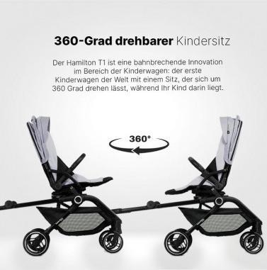 Actual product image Hamilton by yoop T1 Grau – Premium Buggy mit MagicFold™ 360Grad drehbar