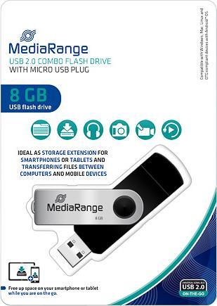 Produktbild MediaRange combo flash drive with micro USB (OTG) (8 GB, USB-A)