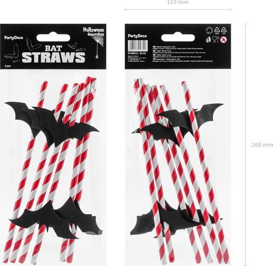 Produktbild Partydeco Fledermaus-Strohhalme (6 Stk) (6 x)