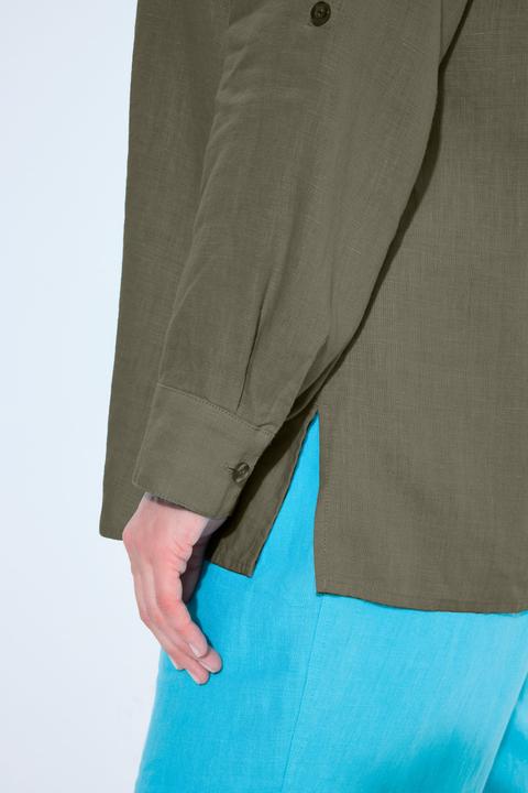 Produktbild Ulla Popken Bluse, Leinen, offener Kragen, Langarm (56)
