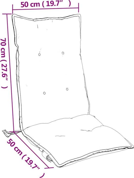 Image du produit VidaXL Coussins de chaise à haut dossier 2 pcs. Tissu Oxford (120 x 50 x 7 cm)