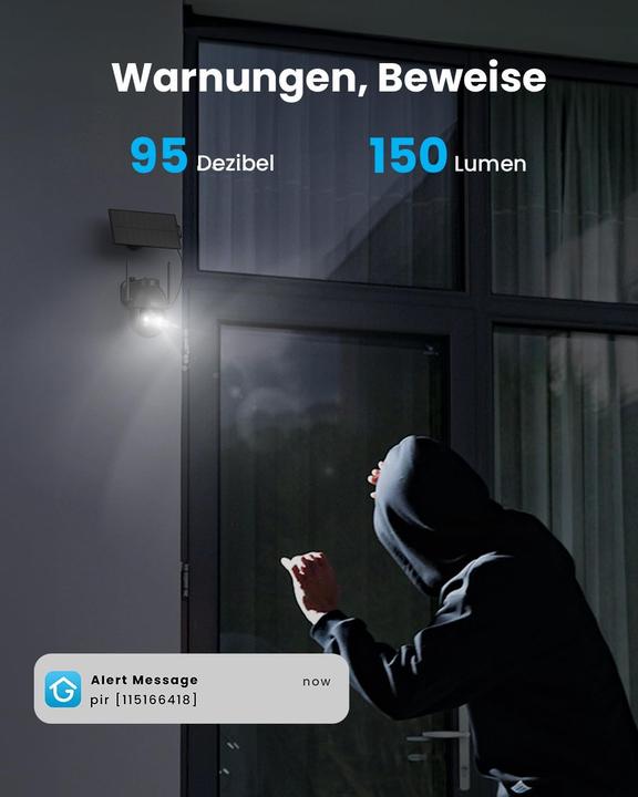 Actual product image IeGeek 2K 360° PTZ Überwachungskamera mit Solarbetrieb, Bewegungsmelder, Farb-Nachtsicht, 2-Wege-Audio