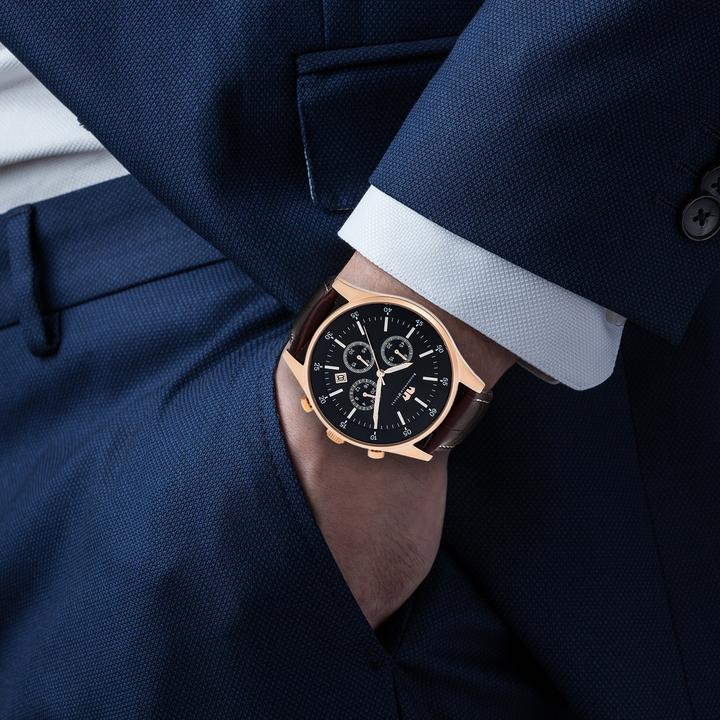 Produktbild Herren Chronograph Goodwill Echtleder dunkelbraun - 4410 (Chronograph, 45 mm)