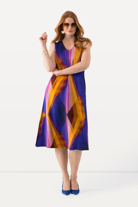 Actual product image Ulla Popken Geometric Print Sleeveless A-Line Dress (46, 48)