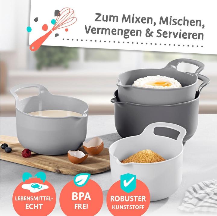 Produktbild Gourmetmaxx Schüssel 4-teilig,, 4 Stück, Grau/Schwarz/Weiss (17 cm, 8.51 l, 4 x)