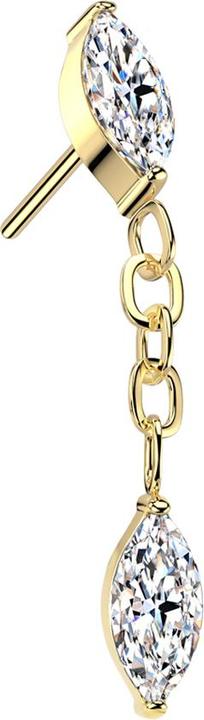 Actual product image Star Piercing Threadless vergoldet Ovaler Kristall silber Anhänger Kette Ovaler Kristall silber (without brass, Titanium)