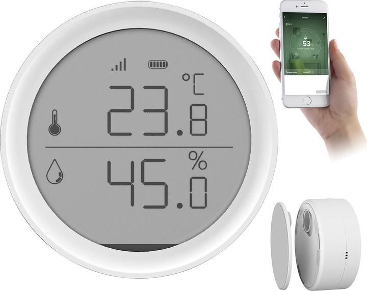 Produktbild Luminea WLAN-Temperatur- & Luftfeuchtigkeits-Sensor mit App, 15-Tage-Speicher