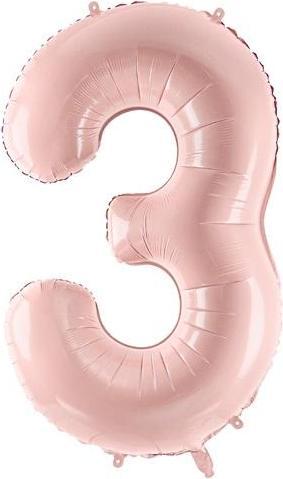Actual product image Partydeco Foil balloon 3 light pink 72cm (1 Piece)
