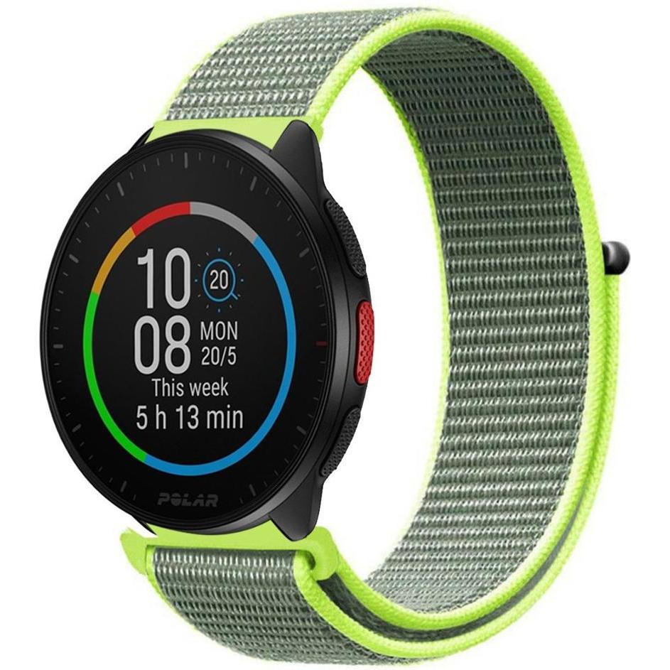 Strap-it Nylonarmband (20 mm, Nylon, Pacer), Uhrenarmband, Gelb, Grün