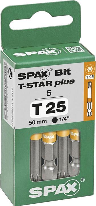 Actual product image Spax BIT T-STAR PLUS T25 50mm S (Hexagon socket TX)