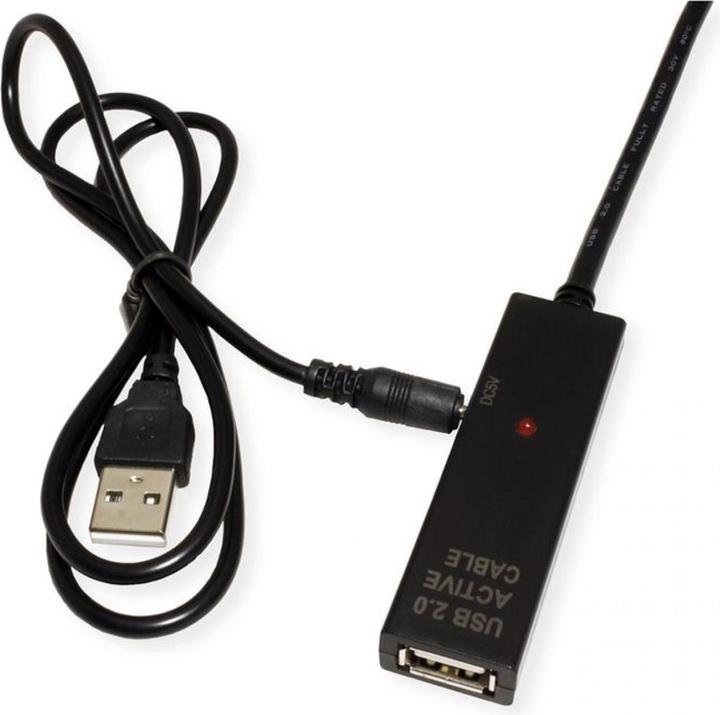 Produktbild Value USB 2.0 Verlängerung, aktiv, mit Repeater, A-C, schwarz, 20,0 m (20 m, USB 2.0)