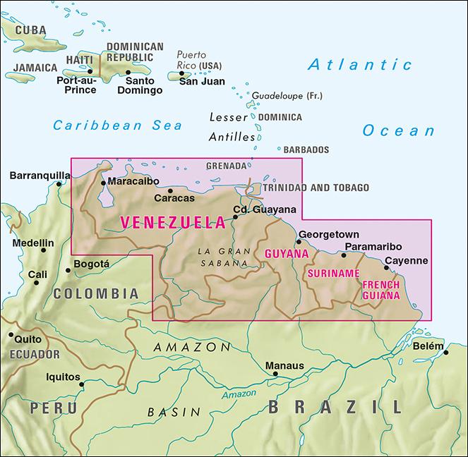 Image du produit Venezuela, Guyana, Suriname, French Guiana 1:2 500 000 (Anglais, Collectif, 2011)
