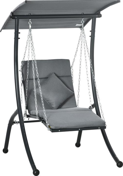 Swisshandel24 Hollywoodschaukel mit Kissen & verstellbarem Sonnendach, Dunkelgrau