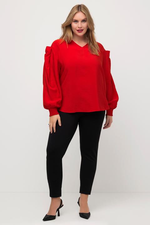 Actual product image Ulla Popken Cutout Bow Sleeve V-Neck Blouse (54)
