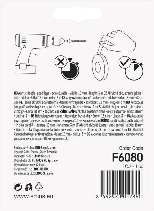 Produktbild Emos Acrylband 18mm / 3m transparent (18 mm)