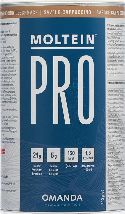 Nährwerte und Zutaten Moltein Pro 1.5 Cappuccino Dose (340g) (1 x, 340 g)