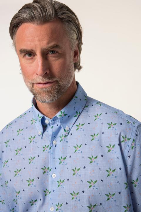 Actual product image Boston Park Leinenoptik-Hemd, Halbarm, Minimal-Print, Buttondown-Kragen, Comfort Fit (3XL)