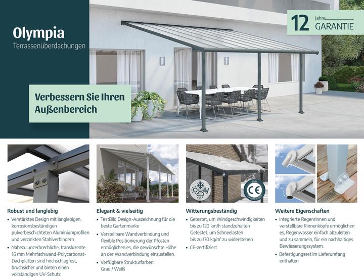 Actual product image Palram Canopia Olympia 3x4.2 patio roof 425 x 295 cm white