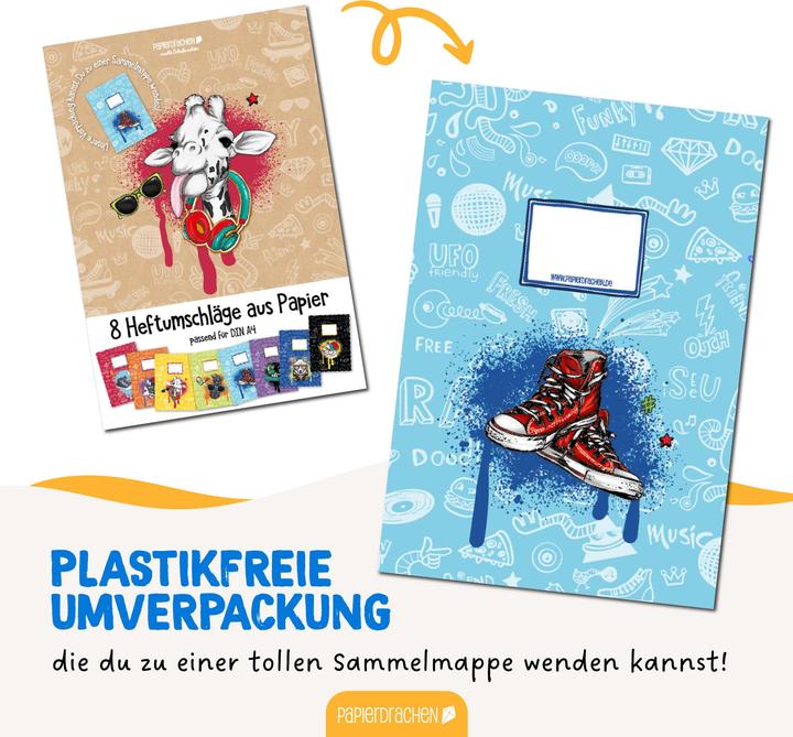 Papierdrachen 8 Papierheftumschläge A4 Graffiti - Set 18 (A4)