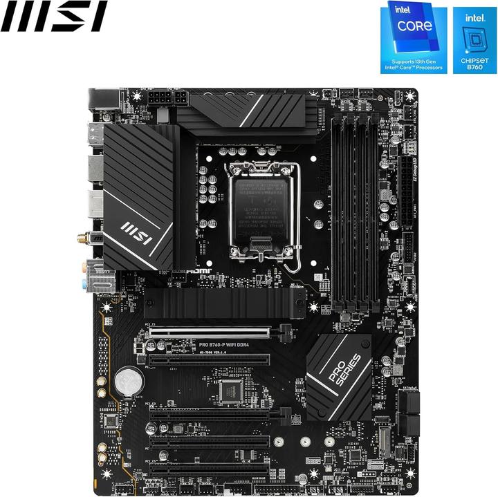 Productafbeelding MSI MB PRO B760-P Wifi DDR4 (B760, S1700, ATX, Intel) (LGA 1700, Intel B760, ATX)