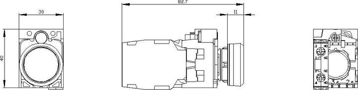 Actual product image Siemens Pushbutton Pushbutton, 1S+1Ö 3SU1100-0AB40
