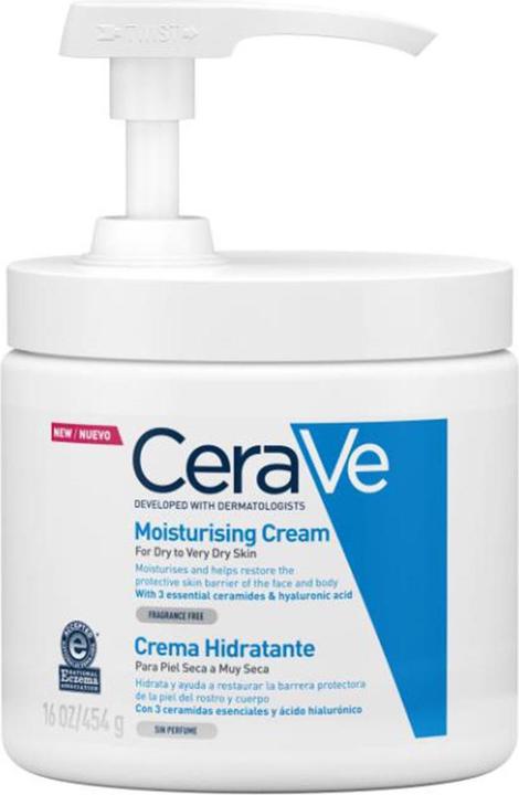 Produktbild CeraVe Feuchtigkeitscreme: Reichhaltige Creme für trockene bis sehr trockene Haut für Gesicht und Körper (Körpercreme, 473 ml)