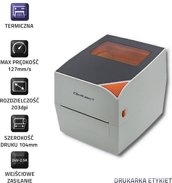 Image du produit Qoltec Imprimante thermique d'étiquettes (203 dpi)