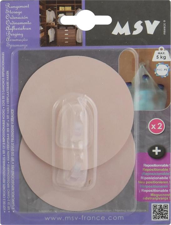 Actual product image MSV Patère Transparent Sur Fond Rond 8cm Beige