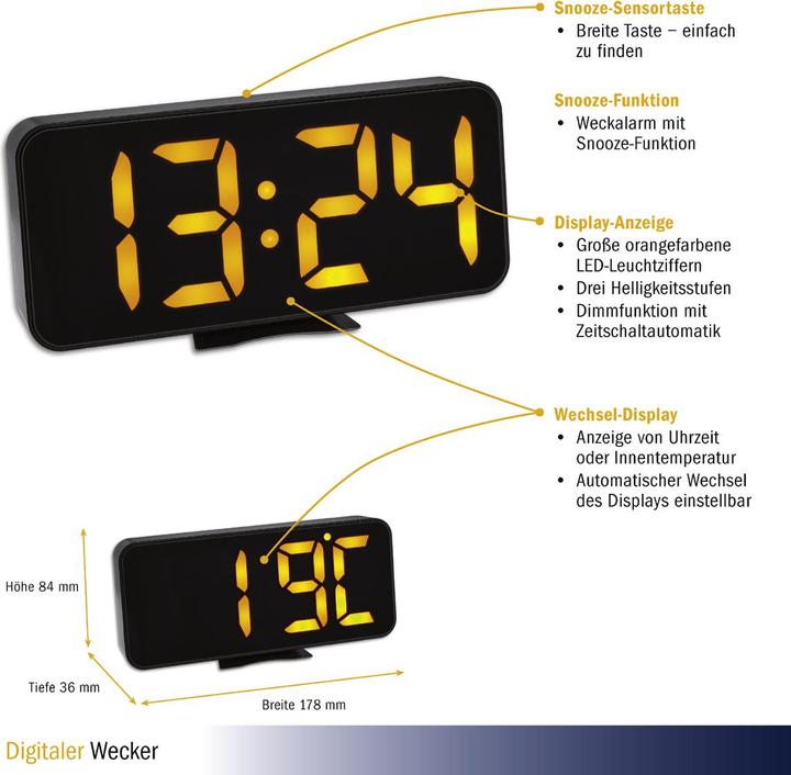 Actual product image TFA Digital alarm clock